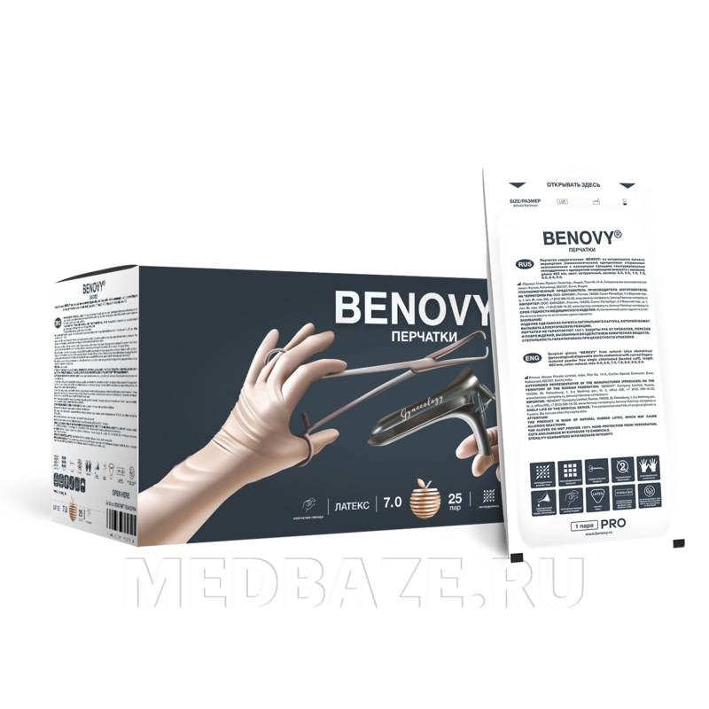 Перчатки Benovy Pro, размер 7.0 акушерские, 400 мм, бежевые (BSG1NT1552P84)