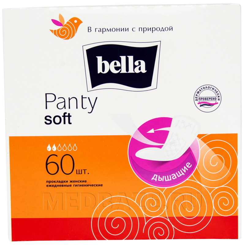 Прокладки гигиенические ежедневные Bella Panty Soft, 60 шт/уп