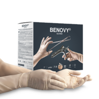 Перчатки Benovy Pro, размер 6.5 акушерские, 400 мм, бежевые (BSG1NT1552P83)